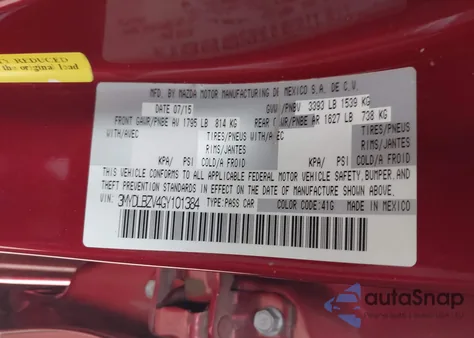 2016 Scion Ia z USA, uszkodzony, nr VIN 3MYDLBZV4GY101384